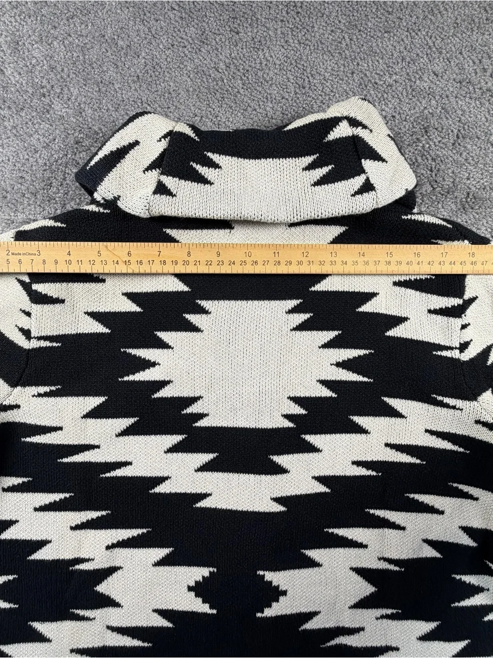 Chaps Aztec Geometric Button Up Cardigan Black & White Size 2X Womens Zebra Cowl